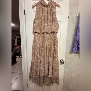 Taylor Tan Polka Dot High Low Dress